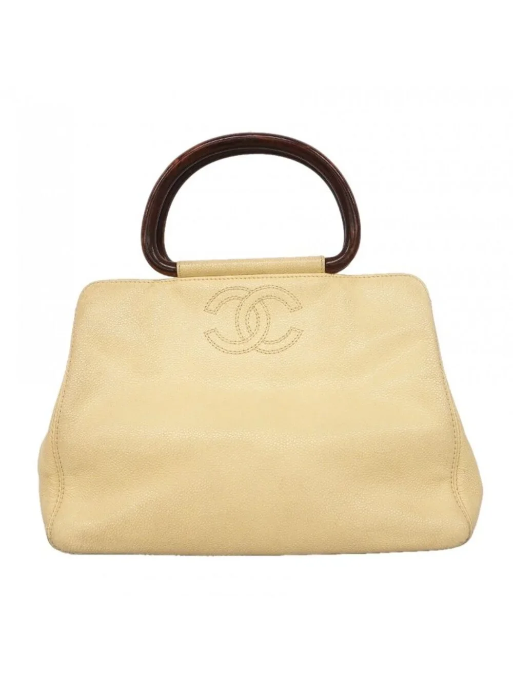 Chanel Handbag Caviar Leather Ivory Gold